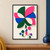 Colorful geometric pinwheel emblem above a small cascade of circles and half-circles on a warm off-white ground.; frame shown for styling only