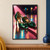 Pair of glossy emerald-green strapped dance heels on a reflective tiled floor under a diagonal pink spotlight and colorful lights.; frame shown for styling only