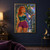 Red-haired woman with iridescent scale-like markings and a green dragon among rain-soaked stone ruins.; frame shown for styling only