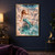 Mermaid with a turquoise scaled tail seated on a crystal ledge beneath a dark water-like ceiling in a luminous cavern.; frame shown for styling only