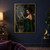 Woman in a deep green gown pointing toward a fingerprint-like smoke pattern in a candlelit room.; frame shown for styling only