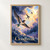 Three swallows fly toward a bright opening in indigo and lavender storm clouds, with the word “Cloudbreak” across the bottom.; frame shown for styling only