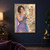A woman in a lavender dress holds a hanging chime while a small blue-gray winged dragon perches on her forearm beneath flowering arches.; frame shown for styling only