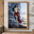 Pointed-eared woman in a red skirt raising one hand between a stormy coast and a bright, calm sea.; frame shown for styling only