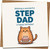 Step Dad Birthday Card, Cute Cat with Cake, Funny Stepfather Happy Birthday Greeting, 145mm x 145mm, Blank Inside, Includes Kraft Envelope