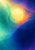 Soft-edged golden circle above flowing jade, teal, violet, and ultramarine color fields in an abstract portrait artwork.