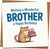 Brother Birthday Card - Cute Cat with Cake, Square 145mm x 145mm, “Wishing a Wonderful Brother a Happy Birthday”, Includes Kraft Envelope