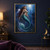 Adult mermaid with flowing auburn hair and a scaled teal tail floating upward through moonlit water beside a glowing jellyfish.; frame shown for styling only