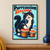 Black-and-white tuxedo cat wearing blue-accented headphones behind two orange-headed drums under Purrcussion Session lettering.; frame shown for styling only