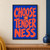 Coral-red hand-painted CHOOSE TENDERNESS lettering in three lines on ultramarine blue, with a small orange flower and yellow center.; frame shown for styling only