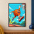 Comic-style orange basketball character leaping toward a coral hoop on an outdoor court, with turquoise sky and yellow motion strokes.; frame shown for styling only