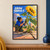 A gardener in a blue shirt tends a giant sunflower growing through cracked city pavement beneath the words “GROW THROUGH IT.”; frame shown for styling only