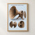 A wooden flared horn with an exposed chamber and detached panel, above two circular detail illustrations on pale blue-gray.; frame shown for styling only