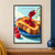 Golden toast topped with glossy raspberry jam on a blue plate, with a spoon, raspberries, and a pale aqua background.; frame shown for styling only