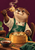 Illustrated otter chef lifting a steaming dumpling with chopsticks above a bamboo steamer against a deep plum background.