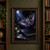 Large moth with spread wings above a closed dark journal, accompanied by a silver key and white flowers in moonlight.; frame shown for styling only