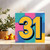 31st Birthday Card – Bold Color Pop Art Number 31, Square 145mm x 145mm, Blank Inside, Fun Happy Birthday Greeting Card for Him or Her, Includes Kraft Envelope