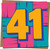 41st Birthday Card for Men or Women, Bold Color Block Design, 145mm x 145mm Square Greeting Card with Kraft Envelope, Fun Bright Number 41 Celebration Card