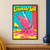 Pop-art illustration of a tilted glass spilling pink liquid across a yellow tabletop beside a lemon wedge, with title lettering above.; frame shown for styling only