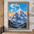 Cloudlike serpentine dragon flying over snowy alpine peaks, above a forested valley and lake at sunrise.; frame shown for styling only