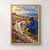 A woman in a vivid blue jacket crouches to greet a shaggy white dog on a flowered moorland path beneath the title Along the Heather Path.; frame shown for styling only