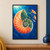 Large coral-orange nautilus shell with a miniature kelp garden inside, three fish to the right, bubbles, and blue water.; frame shown for styling only