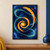 A glowing amber spiral curls around a cream center as teal currents sweep across a deep indigo background.; frame shown for styling only
