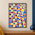 Full-bleed abstract pattern of coral, yellow, blue, and plum circles on a warm-white background, with several glossy highlights.; frame shown for styling only