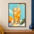 Amber-orange fizzy drink pours into a faceted glass with ice and orange peel, flanked by a cut orange and rosemary on pale aqua.; frame shown for styling only