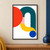 Abstract geometric art with a cropped red-orange disk, teal arch, pale pink block, yellow curve, and blue circle on white.; frame shown for styling only
