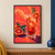 Faceted glass of sparkling red-orange drink with ice, orange wheel, and rosemary beside cut citrus on a coral background.; frame shown for styling only