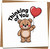 Thinking of You Bear Greeting Card with Heart Balloon, Cute Square 145mm x 145mm, Blank Inside for Sympathy Get Well Friendship Support, Includes Kraft Envelope
