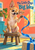 Tan chihuahua on a wooden stool reaches toward a blue ribbon curling to a gift parcel in a sunny coral-and-turquoise room.