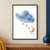 Fuzzy pale-blue cloud above three cream star shapes and a yellow crescent moon on white.; frame shown for styling only