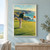 Rear-view golfer standing over a ball on a coastal green beside a cup, orange flag, cliffs and ocean.; frame shown for styling only