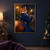 A red fox in an ornate cobalt coat balances a golden pear on a raised gloved paw as leaves drift beside a glowing lantern.; frame shown for styling only