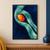 Textured sea-green ribbon curling around a glowing burnt-orange oval on a deep blue background.; frame shown for styling only