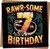 Rawr-some 7th Birthday Card for Kids – Dinosaur T-Rex Design, Square 145mm x 145mm, Blank Inside, Includes Kraft Envelope – Fun Card for Boys or Girls