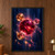 Four luminous glass-like spheres with a large ruby-pink marble at center and smaller amber and rose spheres around it.; frame shown for styling only