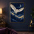 White barn-owl-like bird gliding with spread wings beneath a crescent moon among stars and illuminated clouds.; frame shown for styling only