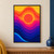 Abstract poster of broad yellow, coral, magenta, violet, and ultramarine waves surrounding a coral-orange circle, with a cyan accent.; frame shown for styling only