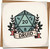 Druid D20 Dice Greeting Card - 145mm x 145mm Square RPG Card, Blank Inside, Dungeons & Dragons Gamer Gift, Floral Banner Design, Includes Kraft Envelope