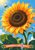 Large yellow sunflower with two bees, green leaves, a sun and blue sky, above a coral banner reading “KINDNESS TAKES ROOT.”