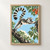 A ring-tailed lemur leaps from one leafy branch toward another, its banded tail arcing above against a pale sky.; frame shown for styling only