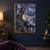 A braided female spellcaster in a white corset and blue skirt stands on a balcony beneath an eye-like cloud vortex.; frame shown for styling only