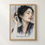 Adult woman with closed eyes and a raised hand beside a suspended brass bell, with diagonal rain marks and title at the bottom.; frame shown for styling only