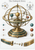Technical-style illustration of a brass-and-teal armillary orrery with orbiting colored globes, side diagrams, an exploded joint inset, and the heading “The Clockwork Orrery.”