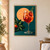 A stemmed glass filled with a red-orange drink, ice, and bubbles, garnished with an orange slice and rosemary against a deep teal background.; frame shown for styling only