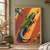 Green, red-speckled gecko clinging diagonally to a sunlit terracotta wall as it reaches toward a pale moth.; frame shown for styling only