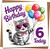6th Birthday Card Girl Boy 145mm Cute Kitten with Balloons Heart Sunglasses – Happy Birthday 6 Today – Children Kids Age Six Greeting Card with Kraft Envelope